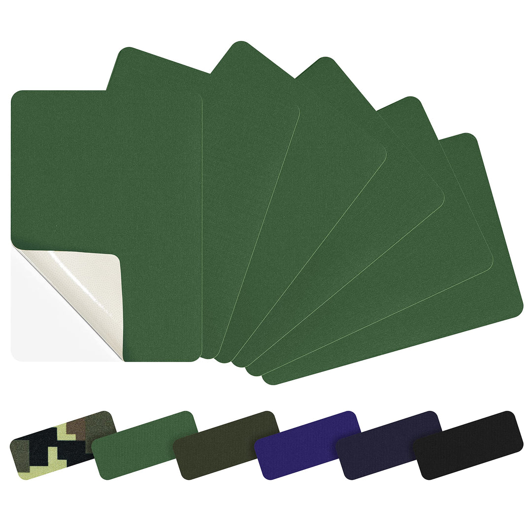 Azobur 6-Pack Nylon Repair Patch Self Adhesive Vinyl Outdoor Camping Gear Repair Kit,Waterproof Fabric Repair Patches for Down Jacket, Tent, Sleeping Bag (Green)