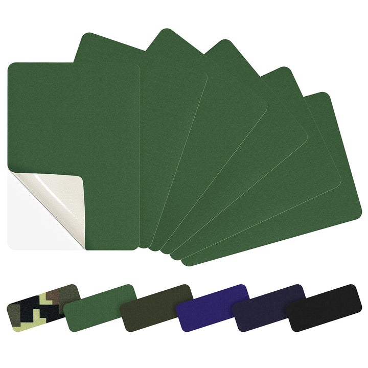 Azobur 6-Pack Nylon Repair Patch Self Adhesive Vinyl Outdoor Camping Gear Repair Kit,Waterproof Fabric Repair Patches for Down Jacket, Tent, Sleeping Bag (Green)