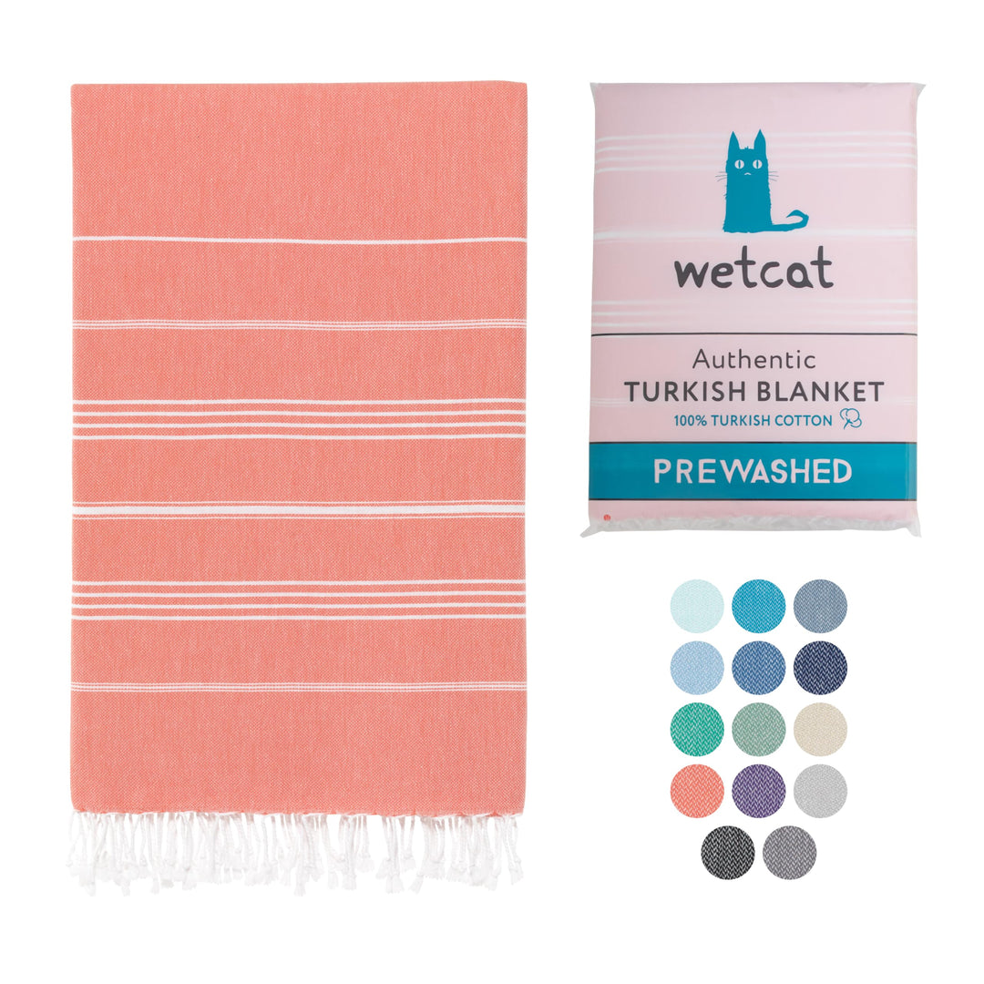 WETCAT Turkish Beach Blanket Sandproof 82x82, Soft 100% Turkish Cotton Blanket, Extra Large Sand Free Picnic Blankets & Beach Essentials – Dark Coral