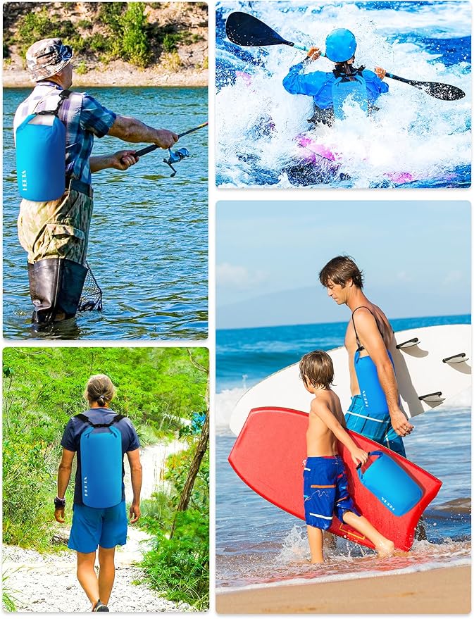 HEETA Waterproof Dry Bag for Women Men(Upgraded Version) 5L/10L/20L/30L/40L Roll Top Lightweight Dry Storage Bag Backpack with Emergency Whistle for Travel, Swimming, Boating, Kayaking, Camping, Beach