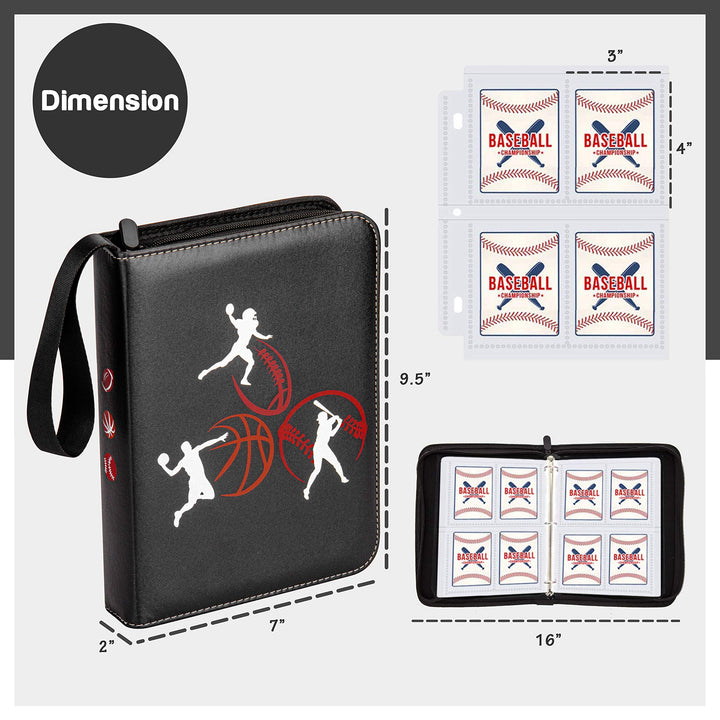 CLOVERCAT 4 Pocket Trading Card Binder Parent (4 Pocket, 400 Cards, Multi Sports, Brown)