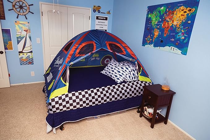 Pacific Play Tents 19711 Kids Rad Racer Bed Tent Playhouse - Full Size Mattress