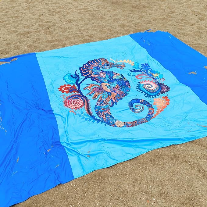 Large Beach Blanket Waterproof Sandproof 108"x 82" for 1-6 Adults,Quick Drying Beach Mat,Lightweight & Durable,Beach Essentials for Family Beach Camping Travel Picnic