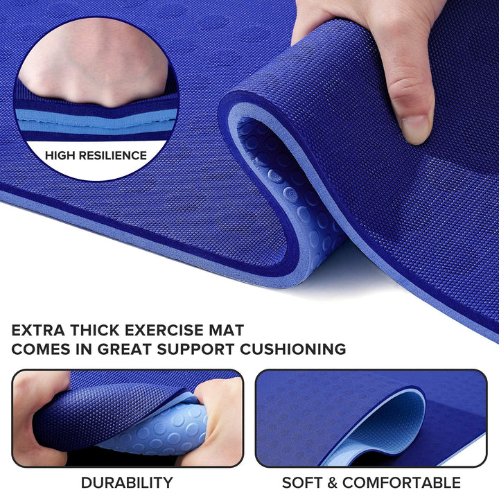 JELS Extra Thick Yoga Mat, 1.2/2 inch, Ergonomic 3D Non Slip Design, SGS Certified TPE Material, Yoga Mat for Men Women with Carrying Strap,Exercises Mat for Yoga, Pilates and Floor Workout(72"x26")