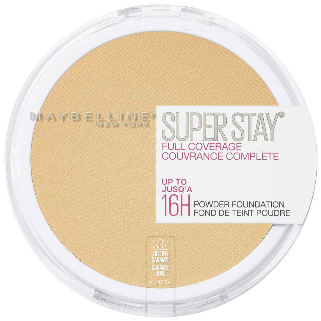 Maybelline Super Stay Full Coverage Powder Foundation Makeup, Up To 16 Hour Wear, Soft, Creamy Matte Foundation, Golden Caramel,
