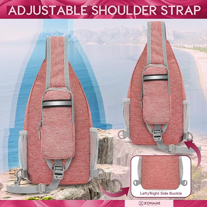 ZOMAKE Small Sling Bag, Travel Sling Backpack, Waterproof Hiking Cycling Crossbody pack for Men Women(Orange)