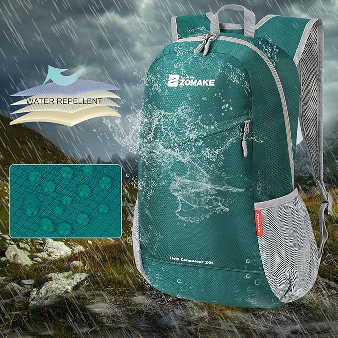 ZOMAKE Lightweight Packable Backpack 20L, Foldable Backpacks Small Daypack for Hiking Water Resistant Day Bag for Travel