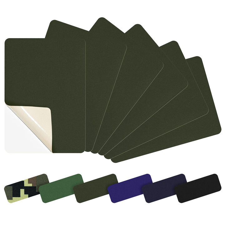 Azobur 6-Pack Nylon Repair Patch Self Adhesive Vinyl Outdoor Camping Gear Repair Kit,Waterproof Fabric Repair Patches for Down Jacket, Tent, Sleeping Bag (Military Green)