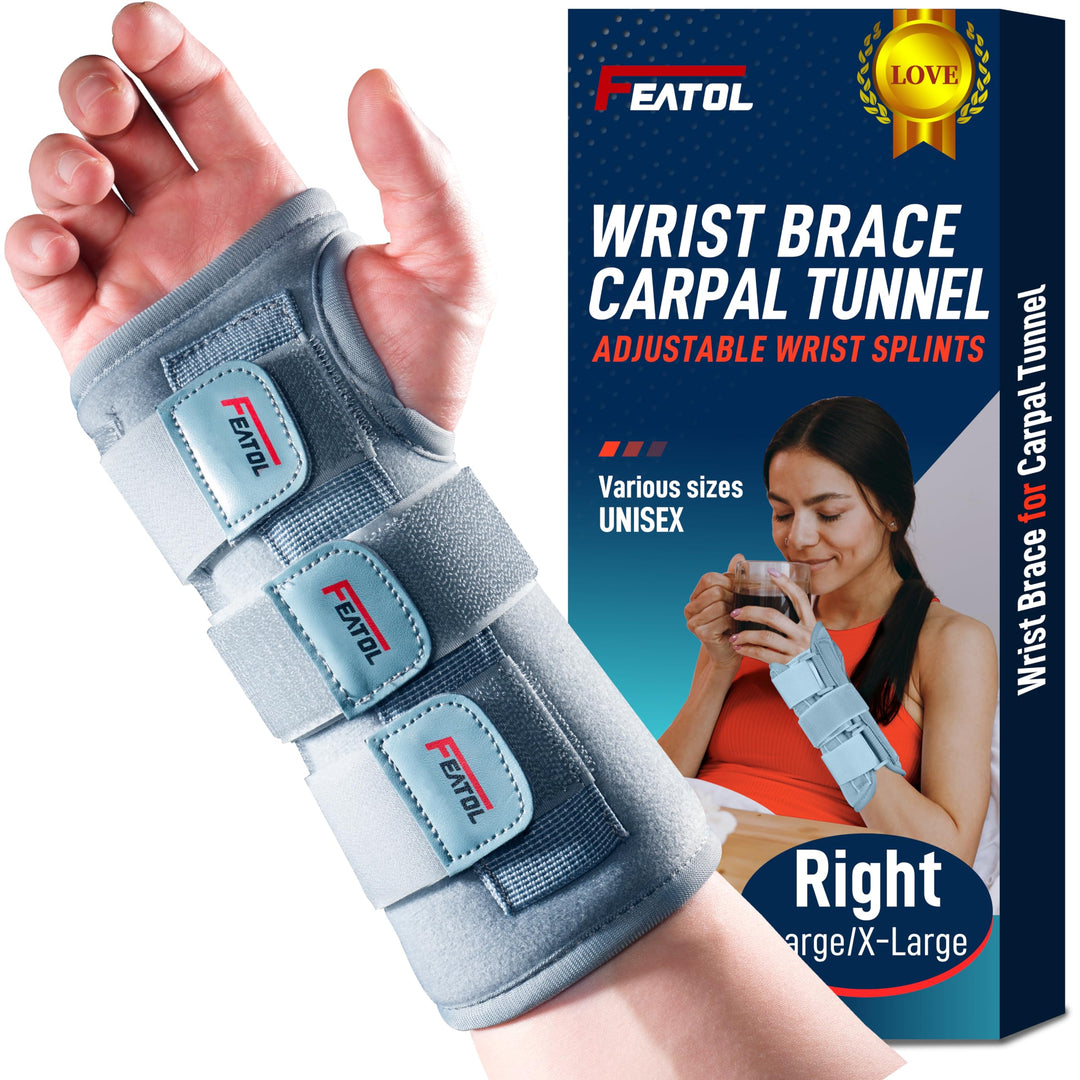 FEATOL Wrist Brace for Sprained Wrist Kids, Wrist Support Brace Sleeping with Metal Splints Right Hand, X/Small for Kid, Women and Men, Adjustable Arm Hand Support for Sprained Tendonitis, Arthritis, Injuries, Wrist Pain