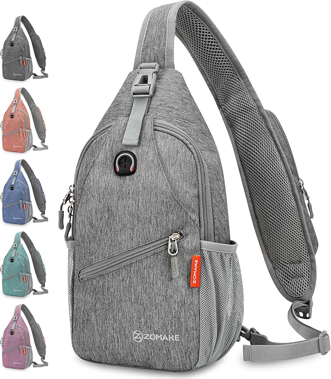 ZOMAKE Small Sling Bag, Travel Sling Backpack, Waterproof Hiking Cycling Crossbody pack for Men Women(New Black)