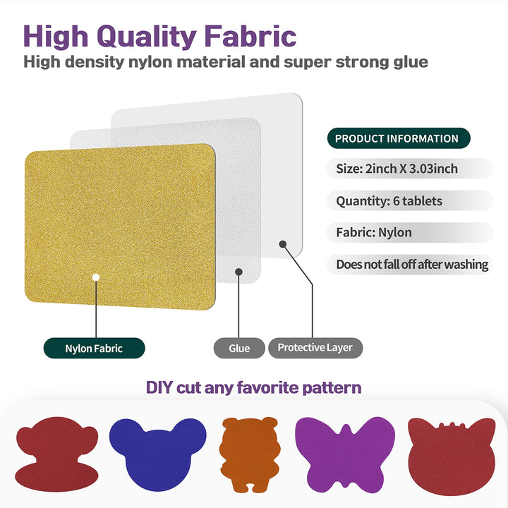 Azobur 6-Pack Nylon Repair Patch Self Adhesive Vinyl Outdoor Camping Gear Repair Kit,Waterproof Fabric Repair Patches for Down Jacket, Tent, Sleeping Bag (Golden)