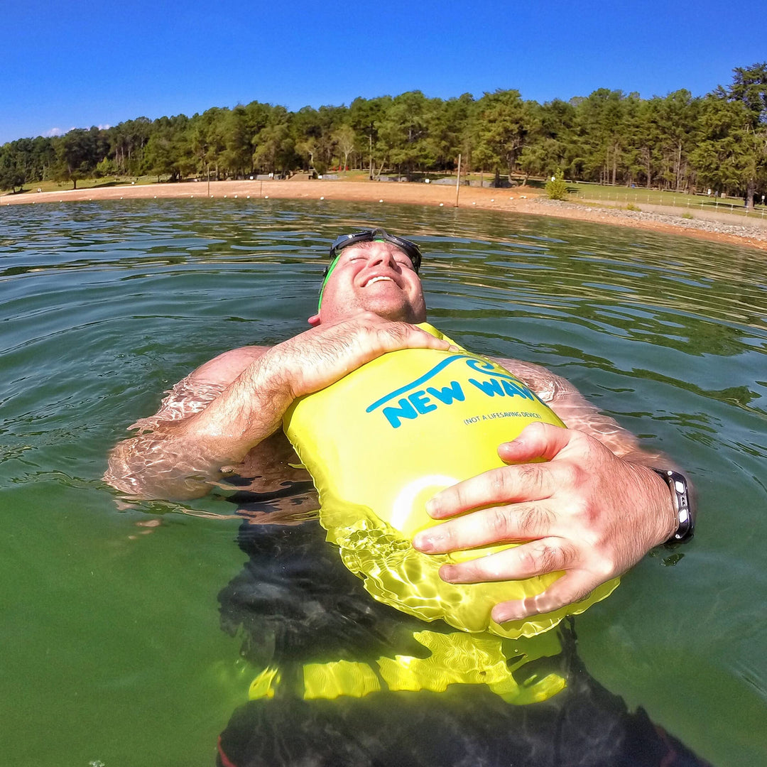 New Wave Swim Buoy - Swim Safety Float and Drybag for Open Water Swimmers, Triathletes, Kayakers and Snorkelers, Highly Visible Buoy Float for Safe Swim Training (20 Liter - Large)