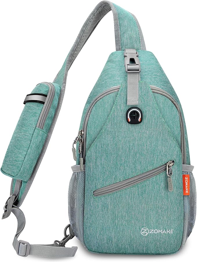 ZOMAKE Small Sling Bag, Travel Sling Backpack, Waterproof Hiking Cycling Crossbody pack for Men Women(Army Green)