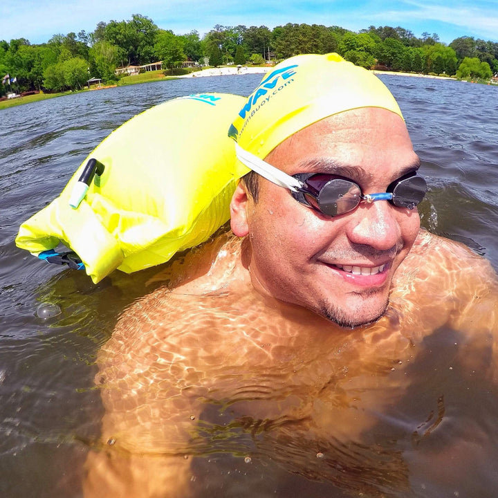 New Wave Swim Buoy - Swim Safety Float and Drybag for Open Water Swimmers, Triathletes, Kayakers and Snorkelers, Highly Visible Buoy Float for Safe Swim Training (20 Liter - Large)