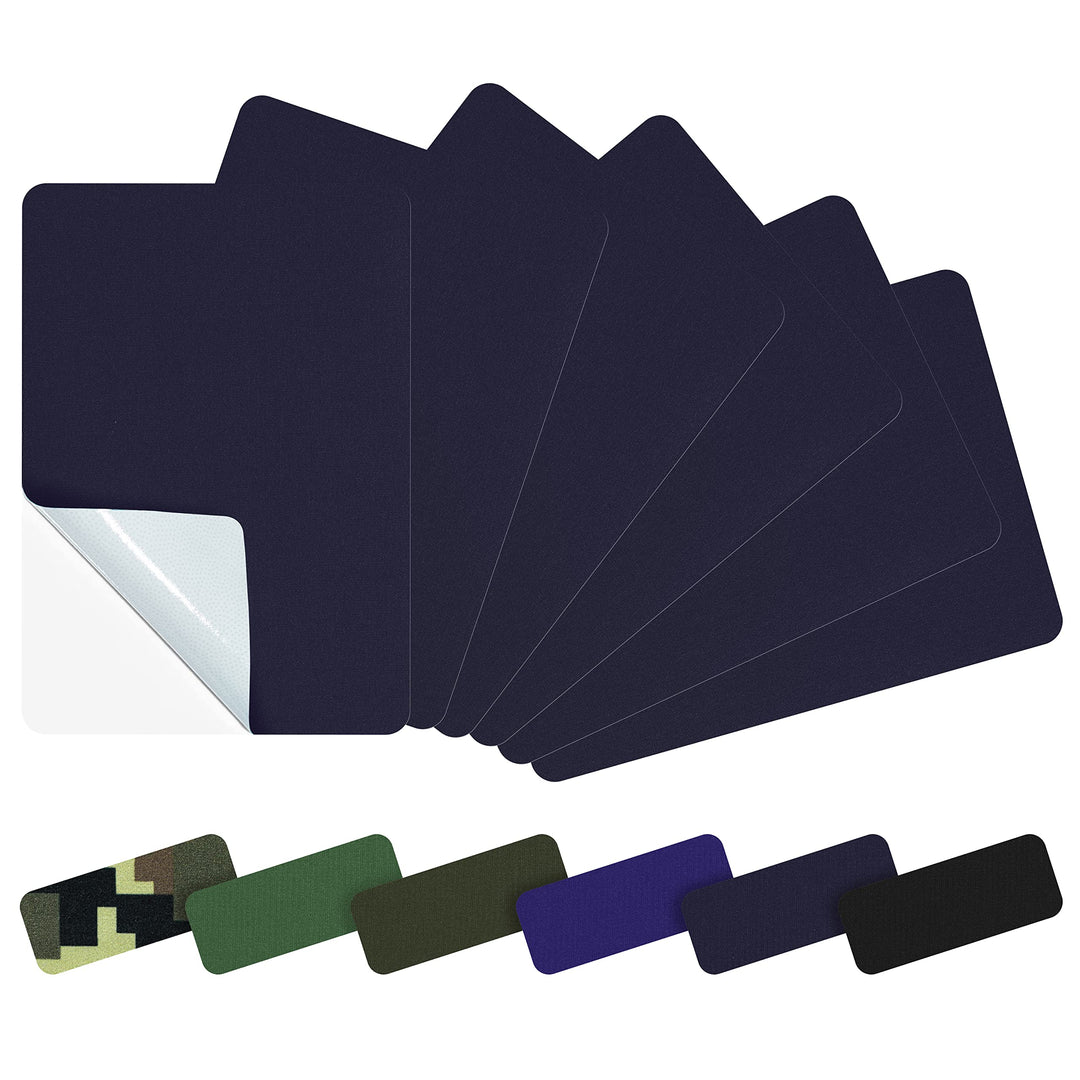 Azobur 6-Pack Nylon Repair Patch Self Adhesive Vinyl Outdoor Camping Gear Repair Kit,Waterproof Fabric Repair Patches for Down Jacket, Tent, Sleeping Bag (Navy Blue)