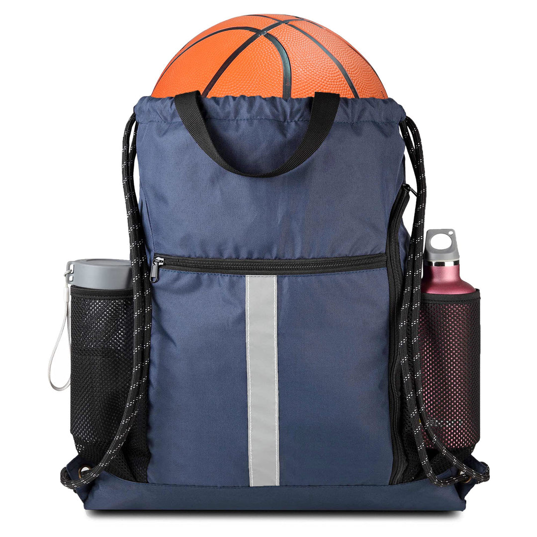 BeeGreen Gym-Drawstring-Backpack-Bag With Shoe Compartment and Two Water Bottle Holder Large String Backpack Sports Bag Athletic Sackpack For Men Women