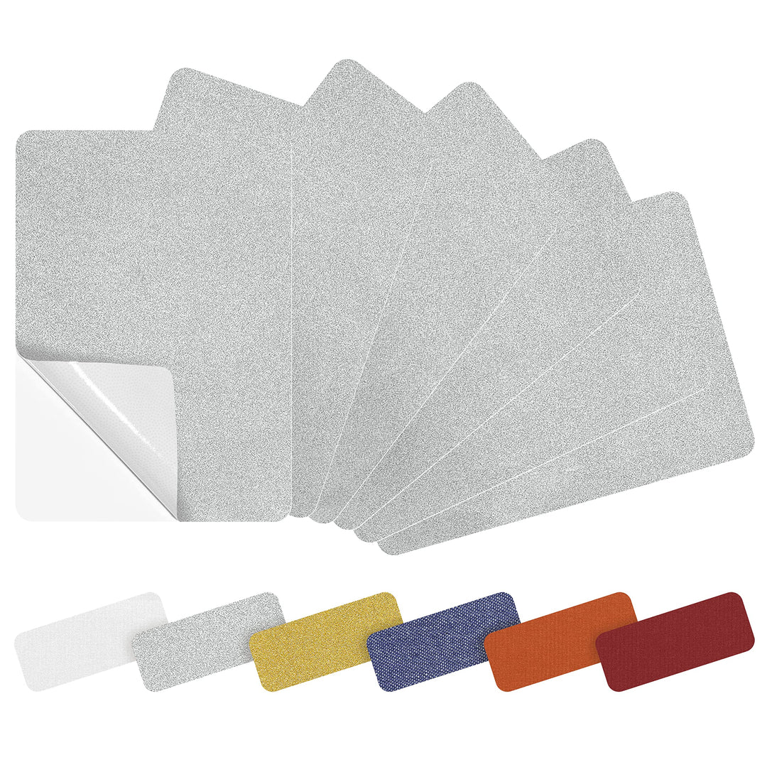 Azobur 6-Pack Nylon Repair Patch Self Adhesive Vinyl Outdoor Camping Gear Repair Kit,Waterproof Fabric Repair Patches for Down Jacket, Tent, Sleeping Bag (Silvery)