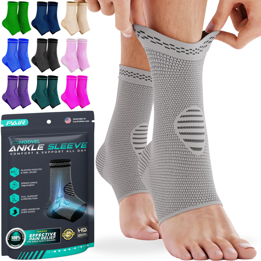 Modvel Foot & Ankle Brace Socks for Sprained Ankle Compression Sleeve - Foot Support for Women & Men - Tendonitis & Arthritis Ankle Brace Sports Running, Torn Ligaments & Women Stabilizing Ankle Wrap