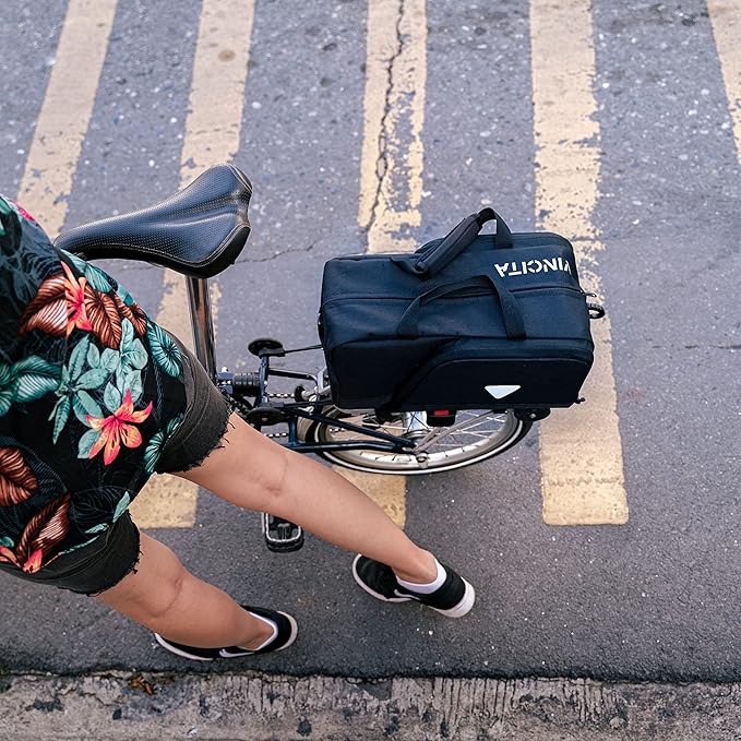 Vincita Nash Bike Trunk Bag - Universal Quick-release Fit All Rear Racks With Expandable Panniers And Waterproof Rain Cover, Large Capacity - Bicycle Commuter Bag Suitable For All Bicycles