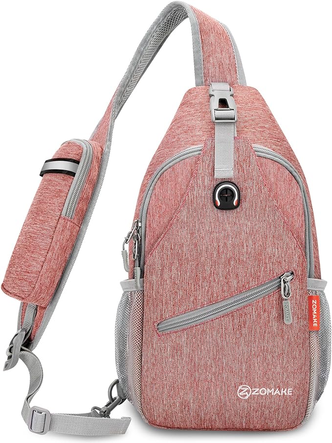 ZOMAKE Small Sling Bag, Travel Sling Backpack, Waterproof Hiking Cycling Crossbody pack for Men Women(Orange)