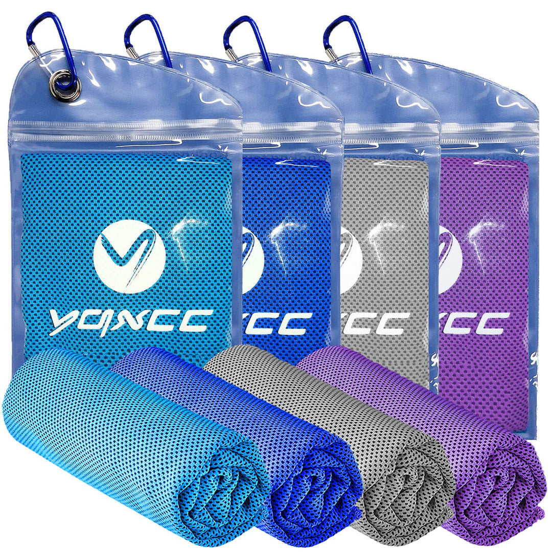YQXCC 4 Pack Cooling Towel (47"x12") Ice Towel for Neck, Microfiber Cool Towel, Soft Breathable Chilly Towel for Yoga, Sports, Golf, Gym, Camping, Running, Fitness, Workout & More Activities
