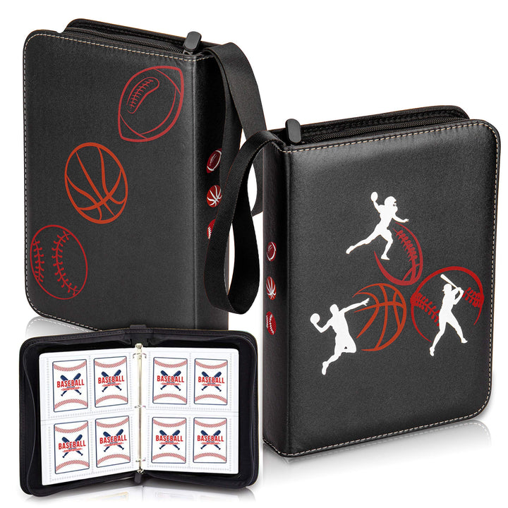 CLOVERCAT 4 Pocket Trading Card Binder Parent (4 Pocket, 400 Cards, Multi Sports, Brown)
