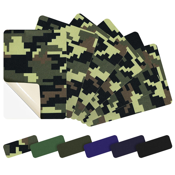 Azobur 6-Pack Nylon Repair Patch Self Adhesive Vinyl Outdoor Camping Gear Repair Kit,Waterproof Fabric Repair Patches for Down Jacket, Tent, Sleeping Bag (Green Camo)