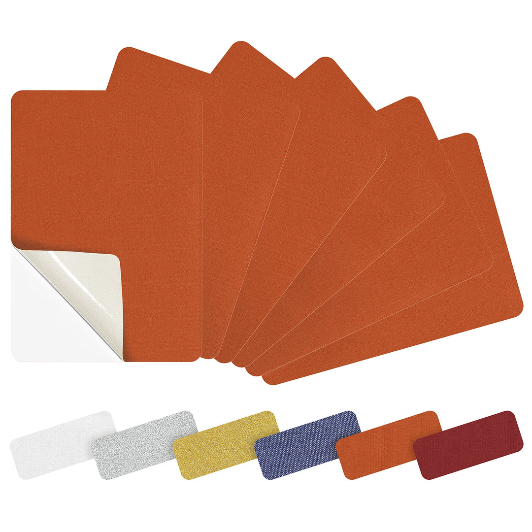 Azobur 6-Pack Nylon Repair Patch Self Adhesive Vinyl Outdoor Camping Gear Repair Kit,Waterproof Fabric Repair Patches for Down Jacket, Tent, Sleeping Bag (Orange)