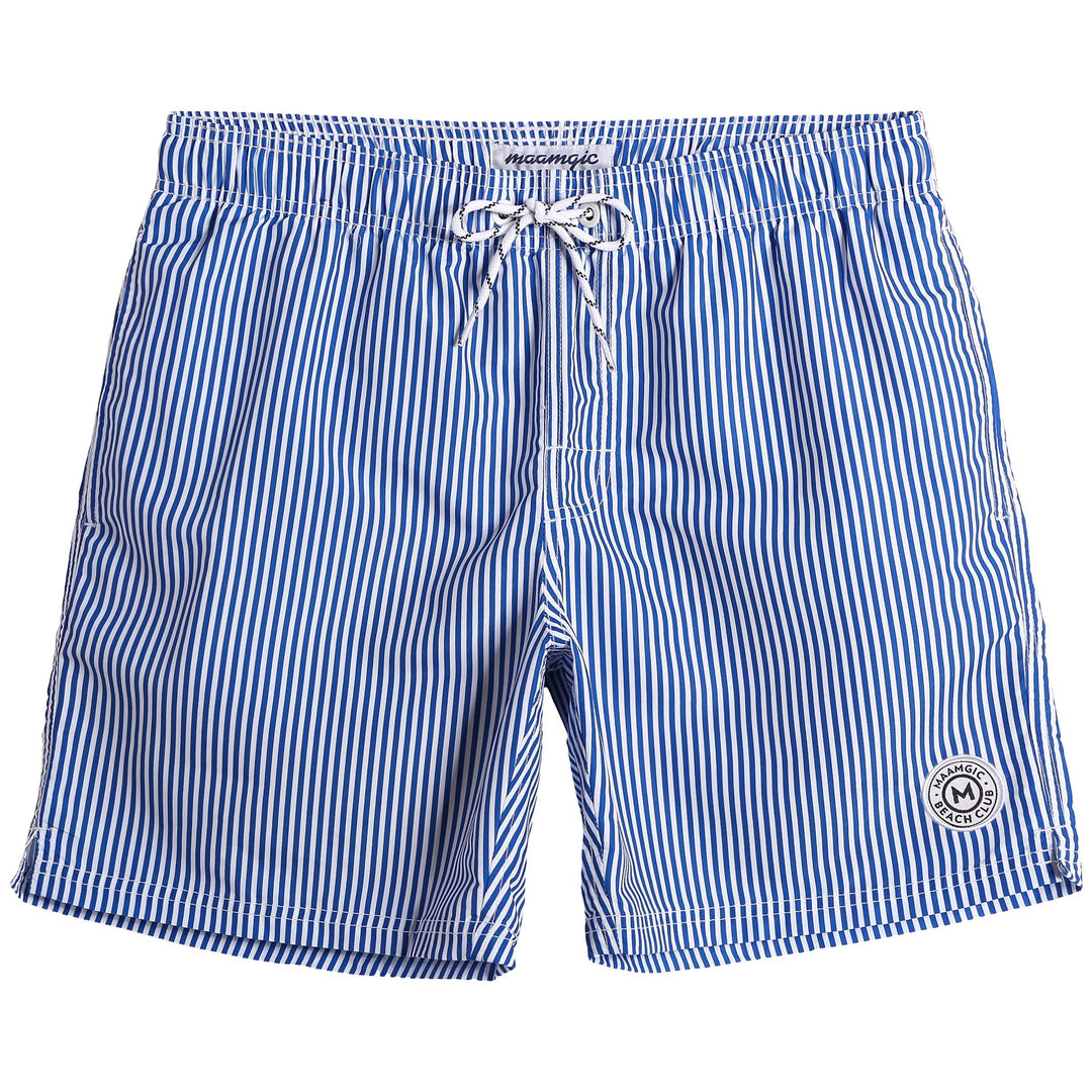 maamgic Mens Swim Trunks Quick Dry Swim Shorts with Mesh Lining Funny Swimwear Bathing Suits Blue Striped X-Small