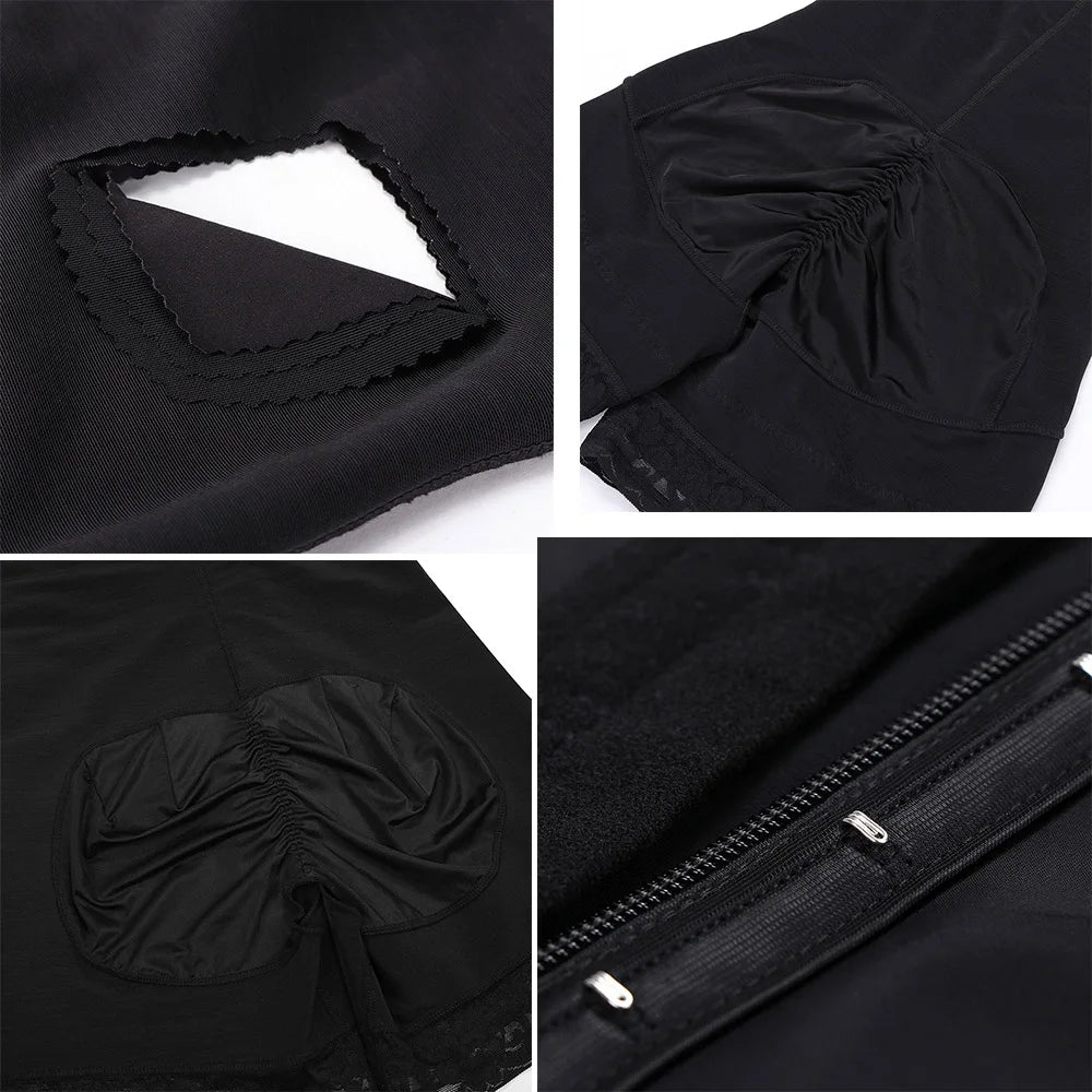 High Compression Liposculpture Shapewear With Holes, Bra And Sleeves Postpartum Recovery One Piece Shapewear