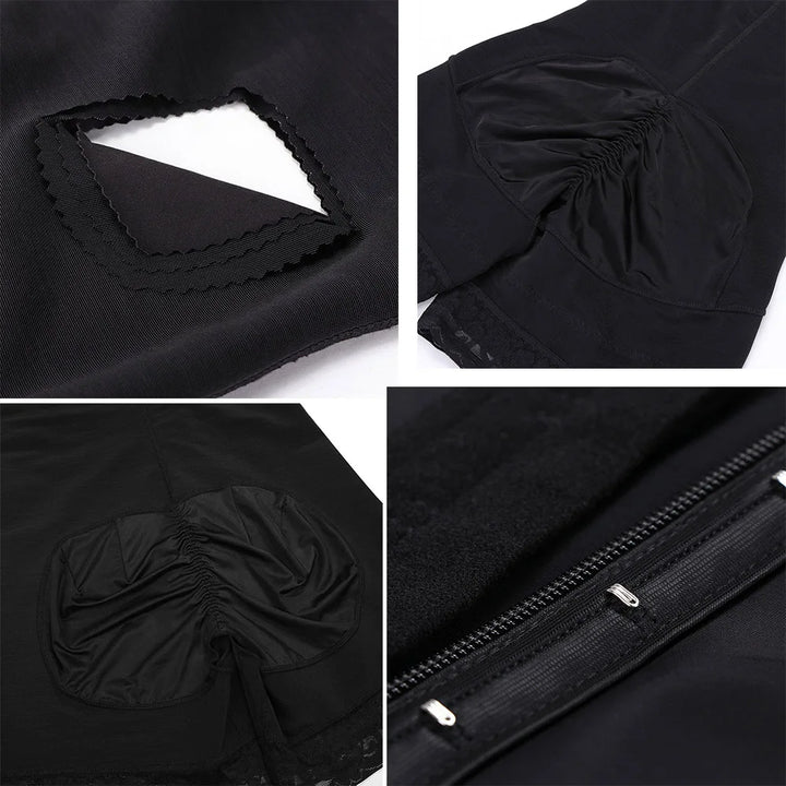 High Compression Liposculpture Shapewear With Holes, Bra And Sleeves Postpartum Recovery One Piece Shapewear