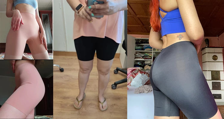 Flarixa Seamless Sports Shorts Women's Panties High Waist Tummy Hips Safety Pants Slim Shaping Underwear Ice Silk Boxer Briefs