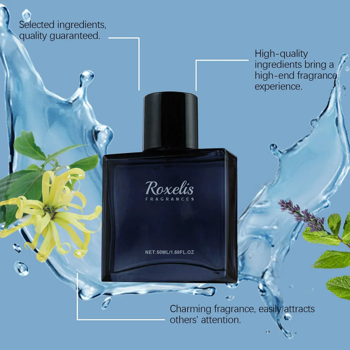 Roxelis 50ml Glamour Men Perfume Spray Bergamot Cologne Light Fragrance Romantic Pheromone Dating Atmosphere Flirting Perfume