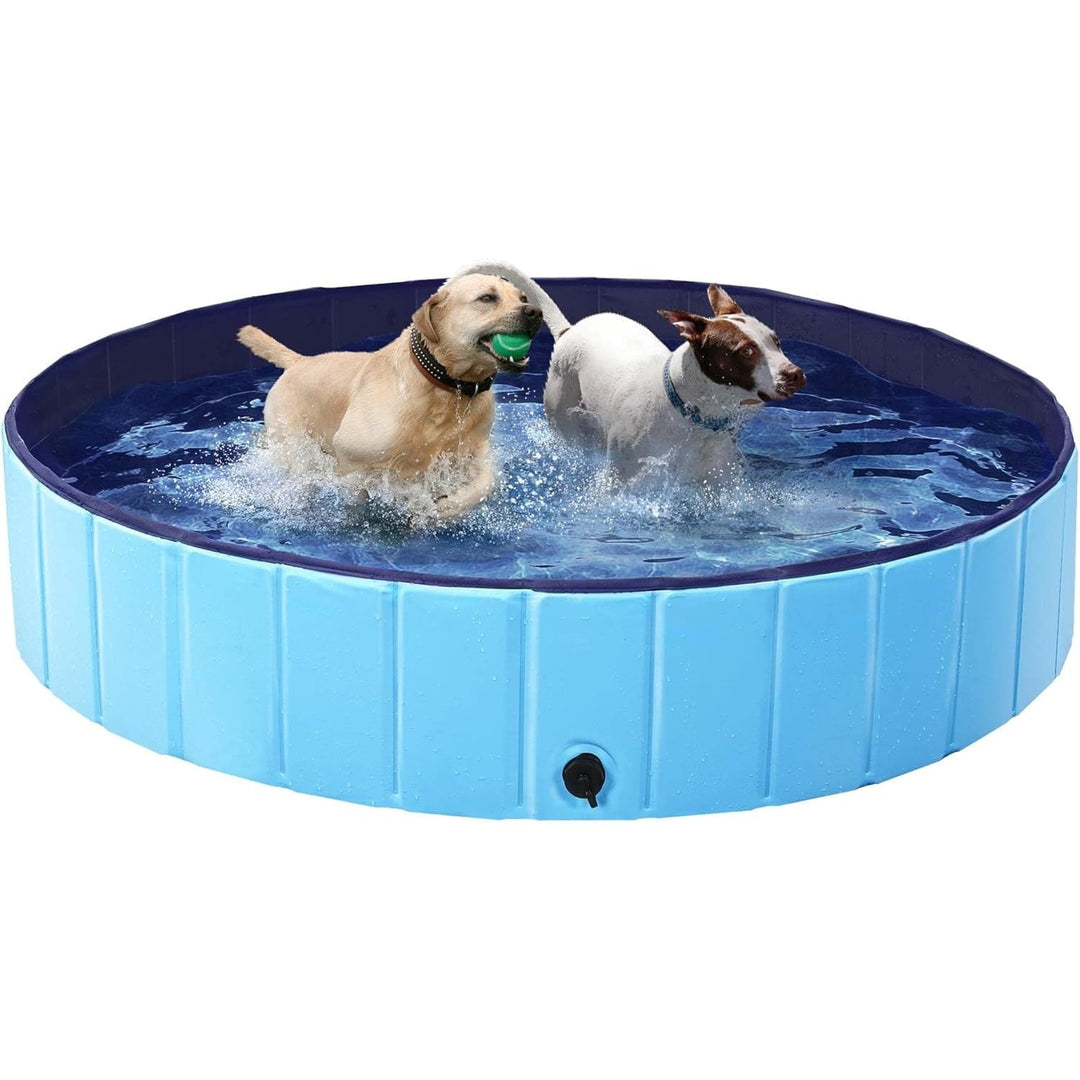 BN-LINK Foldable Dog Pool, PVC Pet Swimming Pool, Portable Dog Pool Bathtub for Pets to Swim and Bath, 47.2" x 11.8" Blue