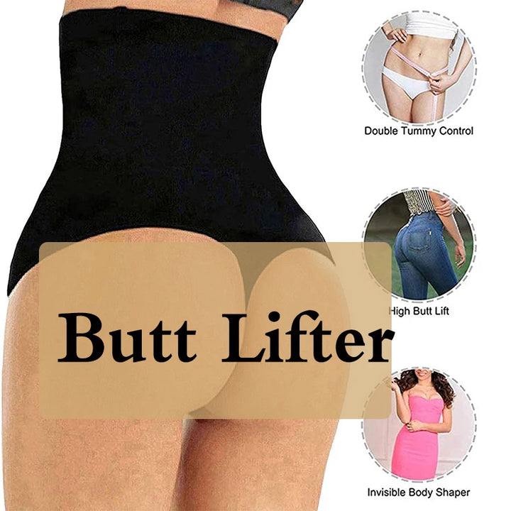 GUUDIA Womens High Waist Seamless Body Shaper Briefs Firm Control Tummy Sexy Thong Shapewear Panties Girdle Underwear Shapewear