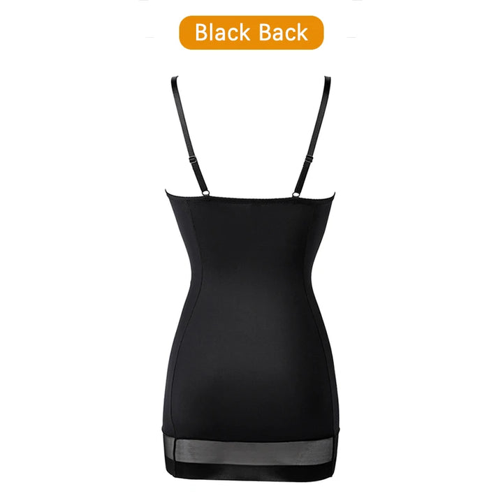 S-XXL Size Full Length Control Slips Women Shapewear Underwear Dress With Underwire Cup Body Shapers Black Beige