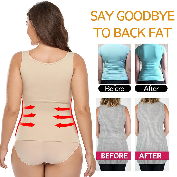 Shapewear for Plus Size Women Tummy Control Shapewear Built-in Bra Shaping Tank Tops Slimming Body Shaper Compression Underwear