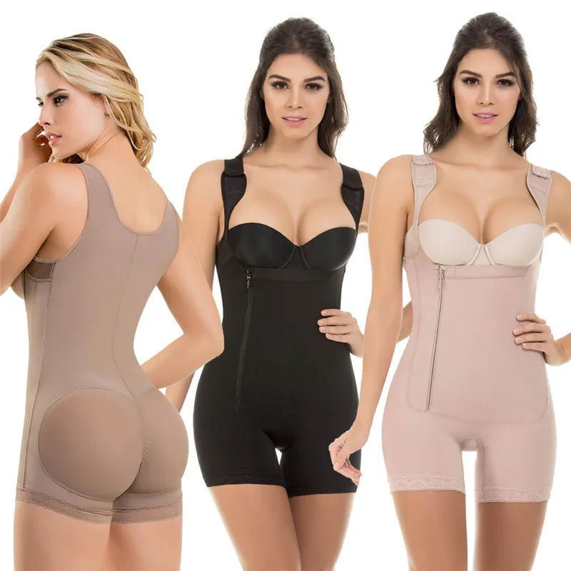 Zip Waist Lace Slimming Shaper Corset Control Shapewear Butt Lifter Strap Body Shaper Underwear Bodysuit Women Plus Size S-6xl