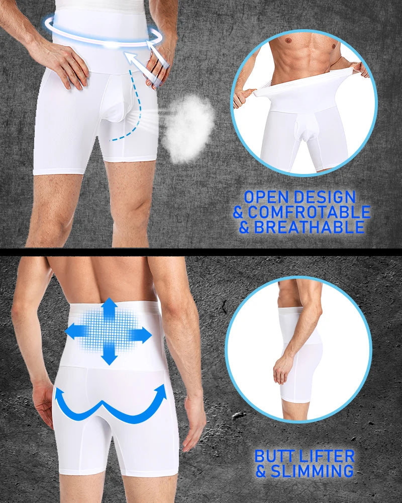 Men Body Shaper High Waist Control Panties Underwear Boxer Briefs Tummy Shaping Shorts Slimming Trainer Compression Shapewear