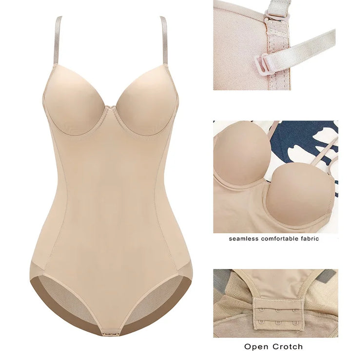 Sexy Lingerie Slim Silk Solid Shapewear for Women Smooth Soft Bodysuit Tummy Shaper Underwear Lingerie Black Nude