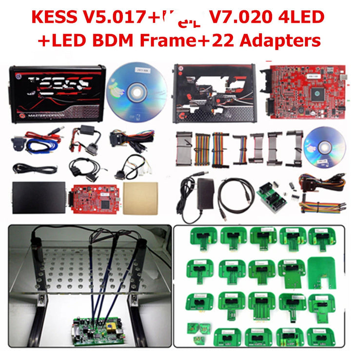 Top Online 2.80 EU Red KESS V5.017 No Token KTAG V7.020 2.25 Ktag 4 LED ECU Master Programmer Tool OBD2 Manager Kit BDM Frame