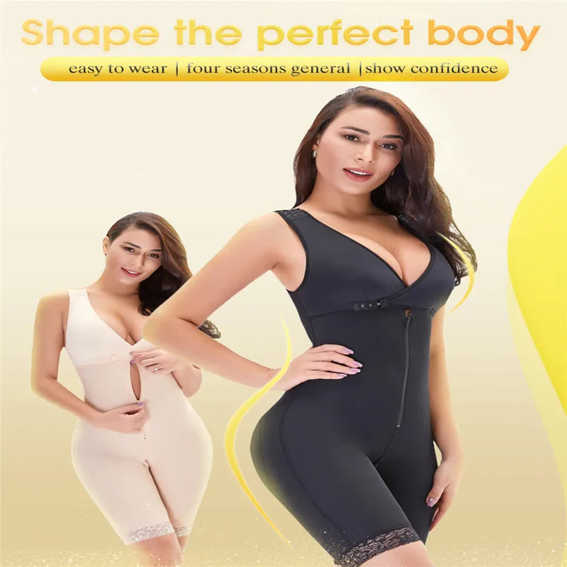 Zip Waist Lace Slimming Shaper Corset Control Shapewear Butt Lifter Strap Body Shaper Underwear Bodysuit Women Plus Size S-6xl