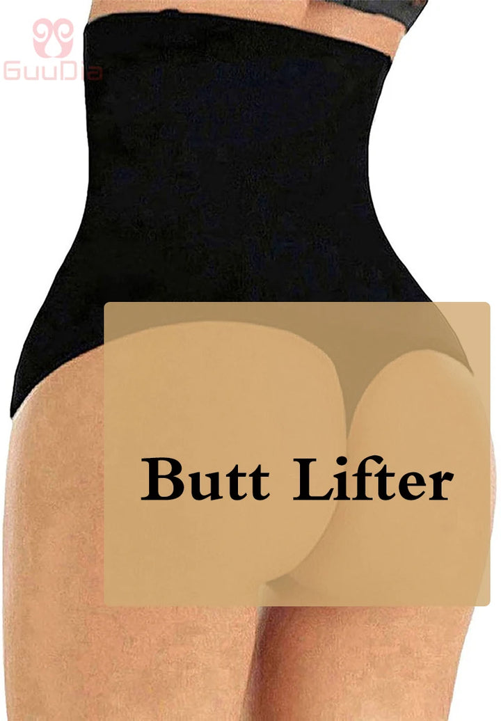 GUUDIA Womens High Waist Seamless Body Shaper Briefs Firm Control Tummy Sexy Thong Shapewear Panties Girdle Underwear Shapewear