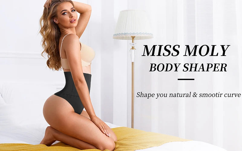 High Waist Body Shaper Thongs Shapewear for Women Panties Tummy Control Slimming New Underwear Nude Black T-Back Brief