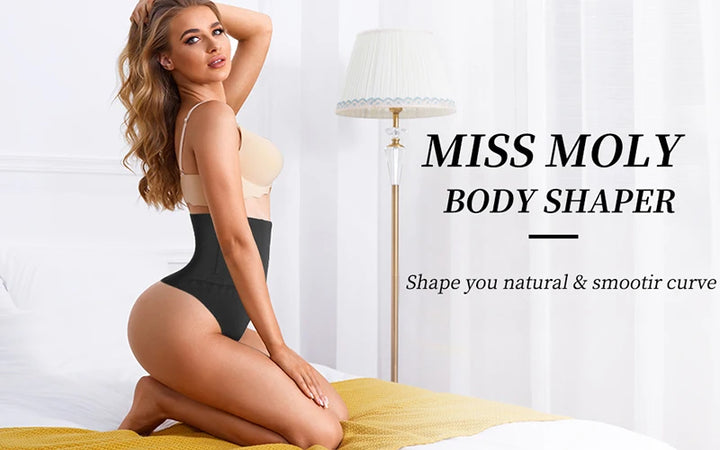 High Waist Body Shaper Thongs Shapewear for Women Panties Tummy Control Slimming New Underwear Nude Black T-Back Brief