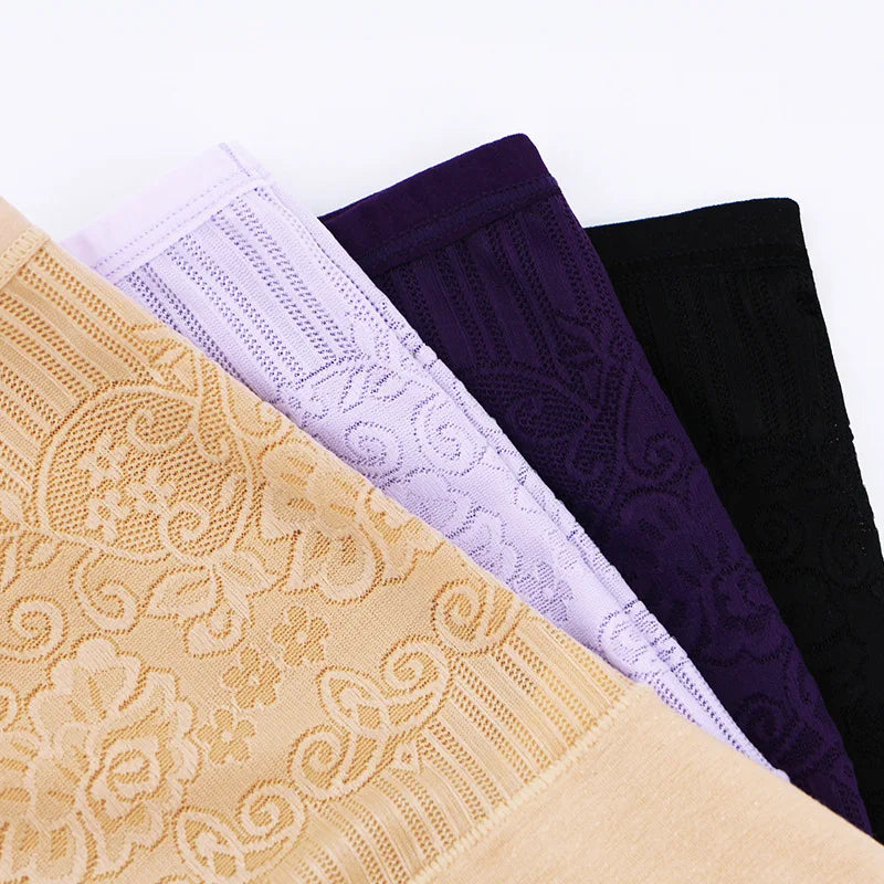 Women Cotton High Waist Underwear Sexy Lace Female Panties Shapewear Abdomen Hips Slimming Calcinha Lingerie Briefs Seamless