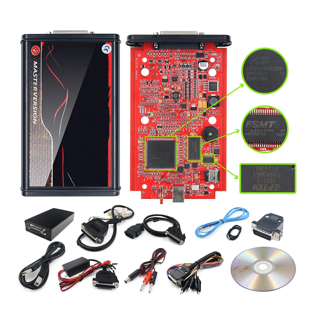 Top Online 2.80 EU Red KESS V5.017 No Token KTAG V7.020 2.25 Ktag 4 LED ECU Master Programmer Tool OBD2 Manager Kit BDM Frame