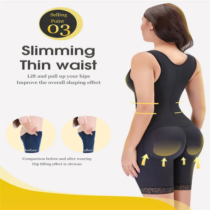 Zip Waist Lace Slimming Shaper Corset Control Shapewear Butt Lifter Strap Body Shaper Underwear Bodysuit Women Plus Size S-6xl