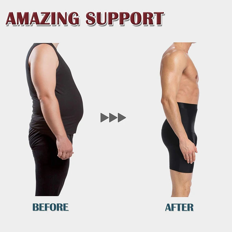 Men Body Shaper High Waist Control Panties Underwear Boxer Briefs Tummy Shaping Shorts Slimming Trainer Compression Shapewear