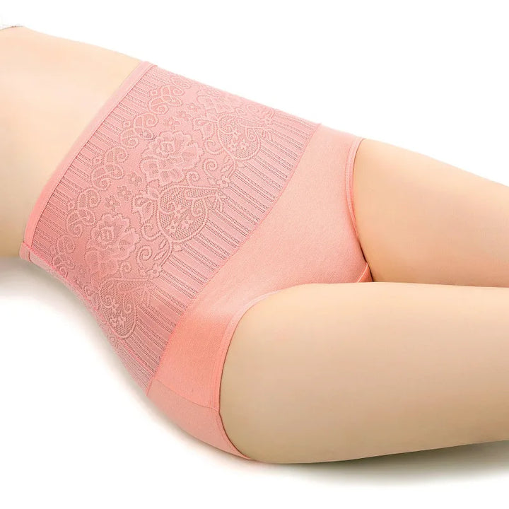 Women Cotton High Waist Underwear Sexy Lace Female Panties Shapewear Abdomen Hips Slimming Calcinha Lingerie Briefs Seamless